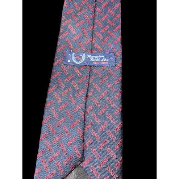 Vintage Hampton Hall Ltd New York Xerox advert Polyester Necktie - Dark Navy/Red - Picture 2 of 4